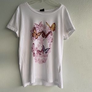 Pieces Women's Short Sleeve Shirt Size S Butterfly Design